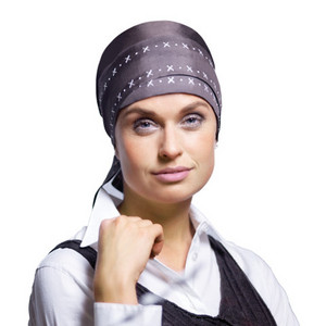 Christine Headwear Collection Brown and White Silk Scarf