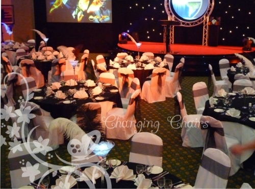 White And Black Theme Event Decorations Chair Covers 1