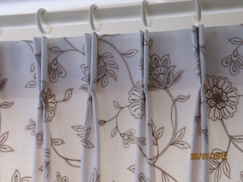 Bespoke Double Pinch Pleat Curtain In Findon.  Handmade double pinch pleats use less fabric than Triple pleats and often fit better into confined space