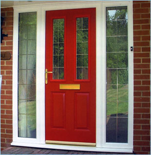 Red Composite door with double side panels