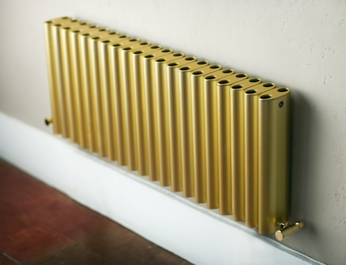 Ron aluminium radiator in gold anodised finish