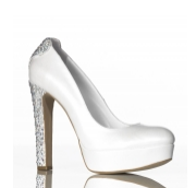 Athina is Bridal shoe handcrafted from soft leather displaying a lovely silk like sheen, embellished with heart shaped Swarovski crystals detail on the heel.