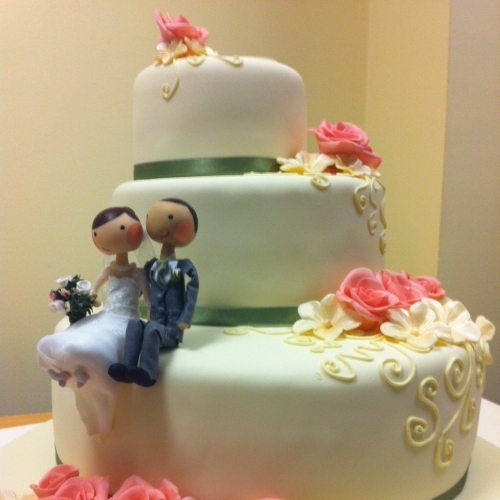 4 Tier wedding cake - Royal Iced flowers - Cake Toppers