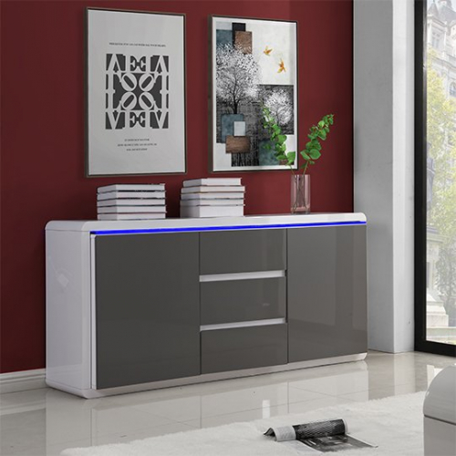 Frame Large Wooden Sideboard In White And Grey High Gloss