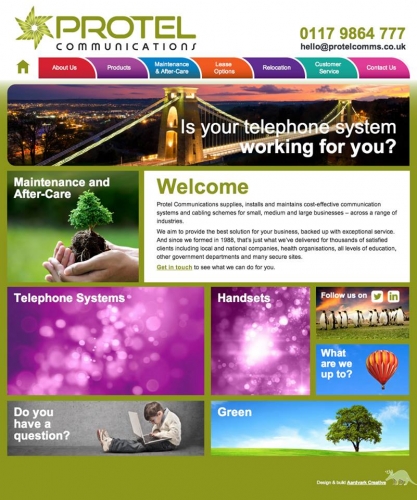 Protel Communications, Bristol - rebranding, print, responsive website design and build