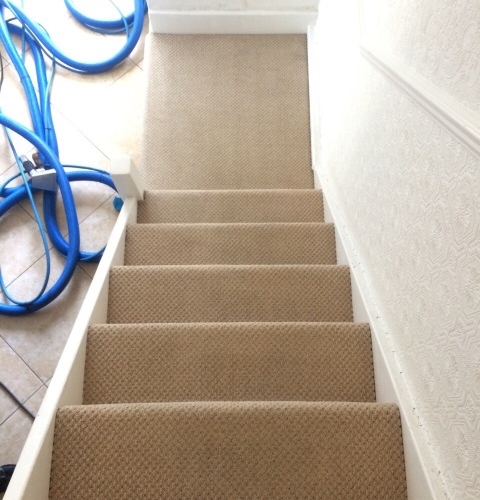 Beige Staircase Carpet After Professional Cleaning
