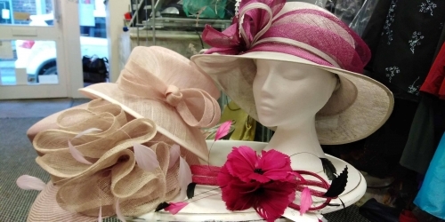 a selection of our pink hats and fascinators