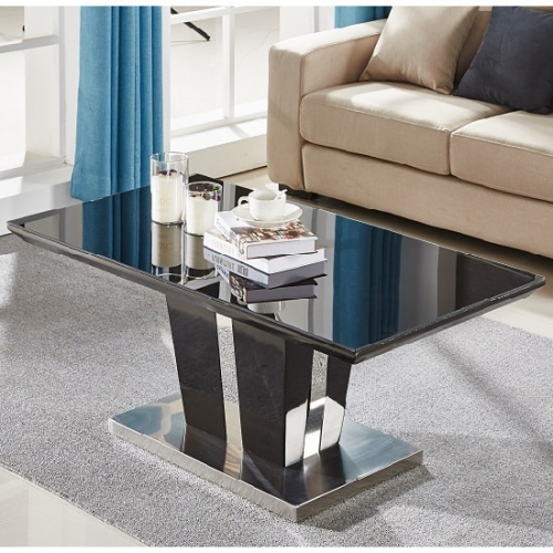 Memphis Coffee Table In Black High Gloss With Glass Top