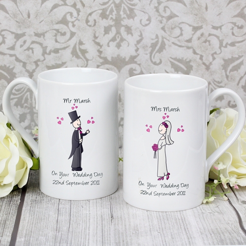 Personalised Bride & Groom Mug Set
