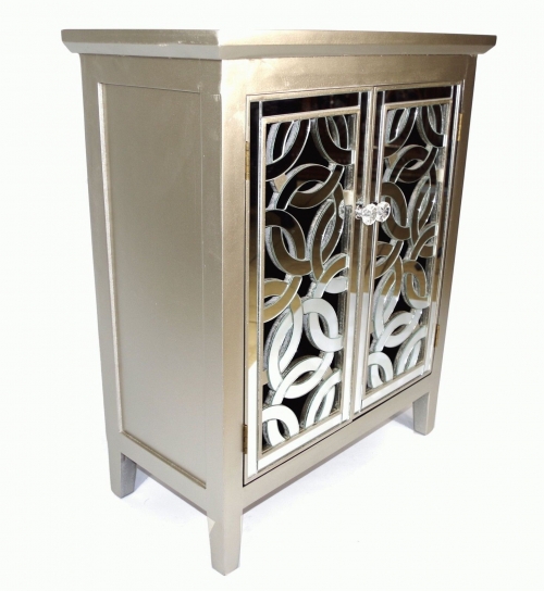 Vintage Style Silver Wooden Double Door Cabinet