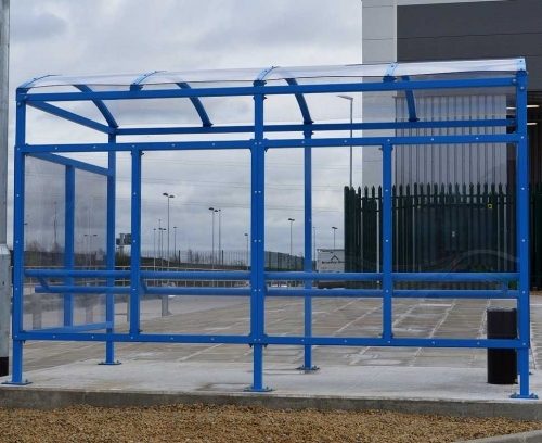Smoking shelter fitted on industrial estate.