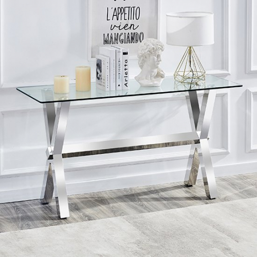 Crossley Rectangular Clear Glass Console Table