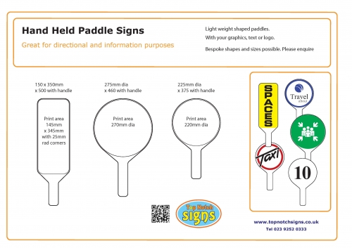 Hand held placard and paddle signs