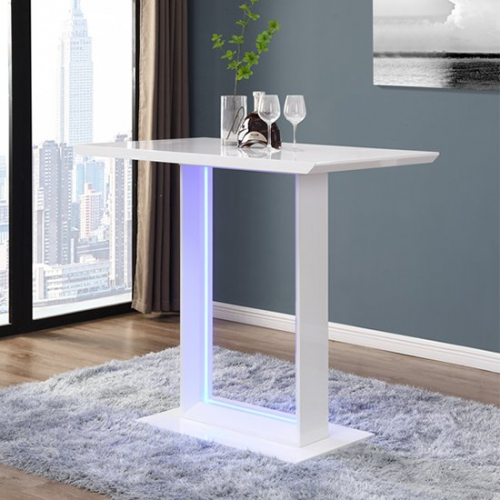 Atlantis LED High Gloss Bar Table In White