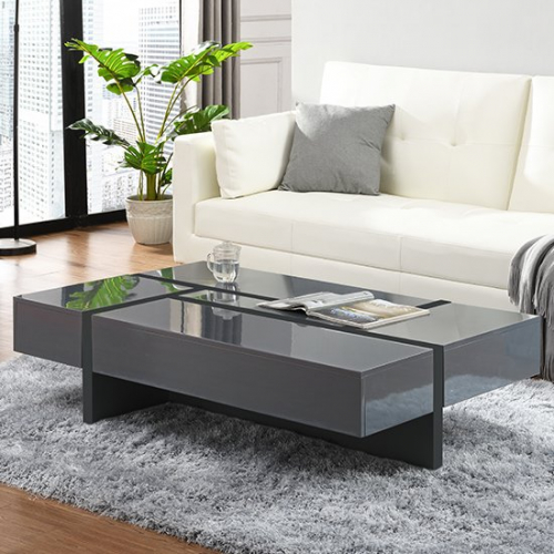 Storm Storage Coffee Table In Grey And Black High Gloss