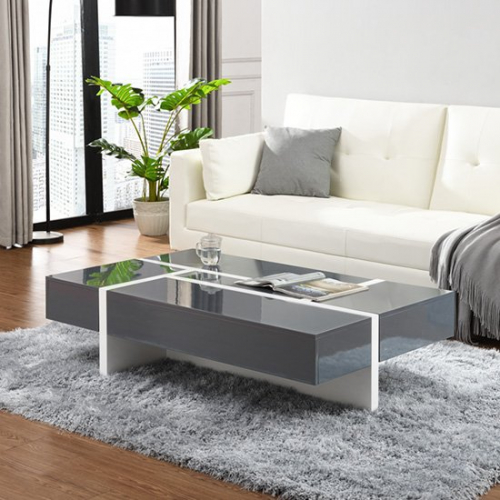 Storm Storage Coffee Table In Grey And White High Gloss