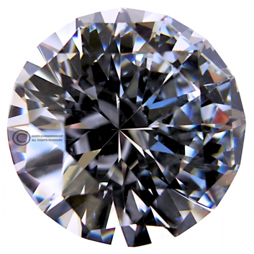 OVO Dali Clear Diamond Cut Crystal Knob Handle - 40mm dia- Silver Glazed