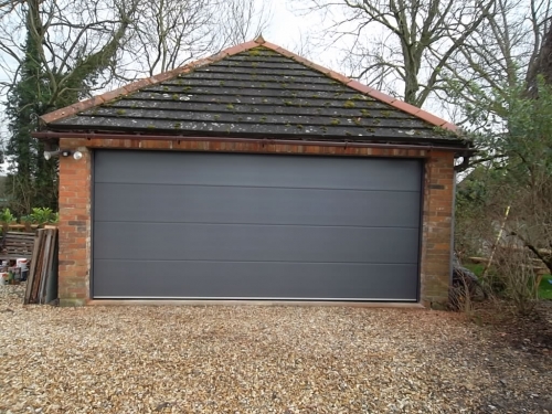 Garador L Rib Sectional Door in Anthracite Grey, Installed in Guildford, Surrey