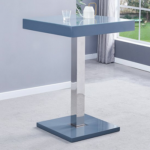 Topaz Square Glass Top High Gloss Bar Table In Grey