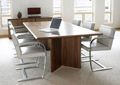 Walnut veneered boardroom table
