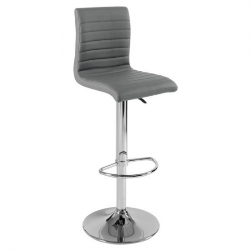 Ripple Bar Stool In Charcoal Grey Faux Leather With Chrome Base