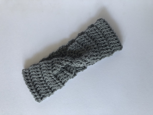 Women's Chunky Grey Hand Crochet Twist Headband