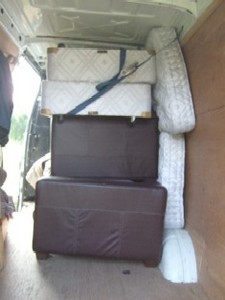 sofas and beds strapped in