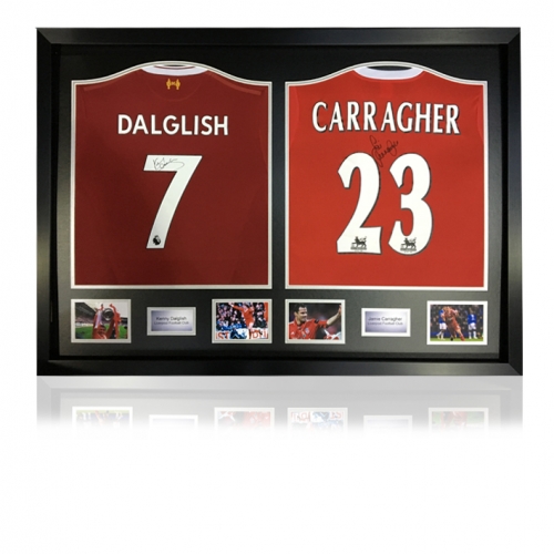 ‘King' Kenny Dalglish #7 & Jamie Carragher #23 Hand Signed Liverpool Home Shirts in Dual Classic Frame