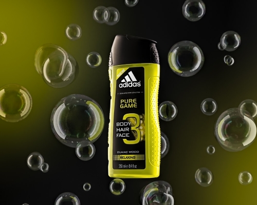 Joe Lenton Advertising photo of shower gel with CGI background
