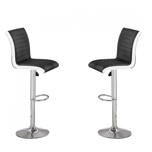 Ritz Bar Stools In Black And White Faux Leather In A Pair