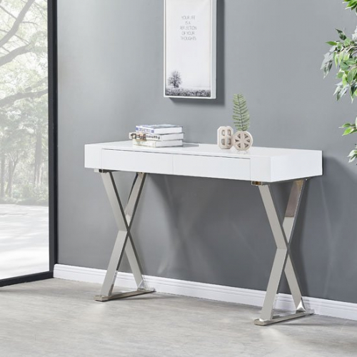 Mayline Console Table In White High Gloss