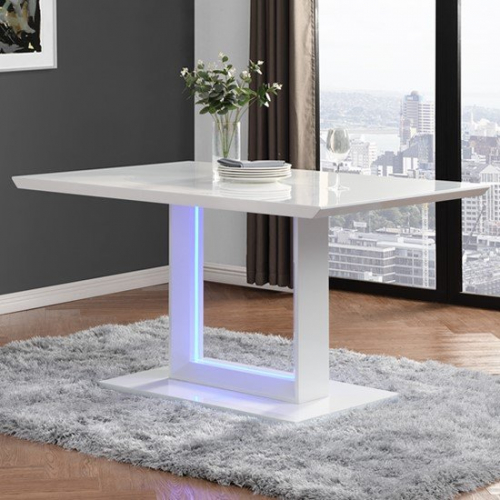Atlantis LED Small High Gloss Dining Table In White
