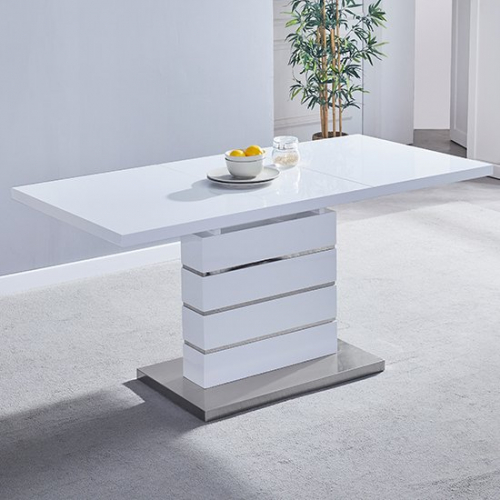 Parini Extendable Dining Table Rectangular In White High Gloss