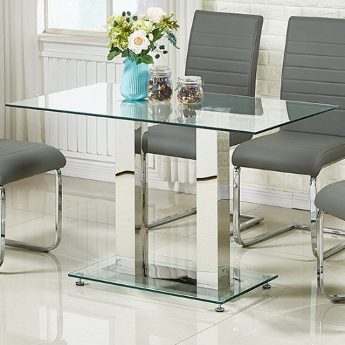 Jet Small Dining Table Rectangular In Clear Glass